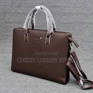 Mont Blanc Quality Luxury Men Genuine Leather Laptop Bag