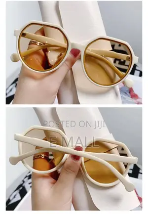 Stylish Unisex Round Sunglasses With Brown Lens-Cream Frame