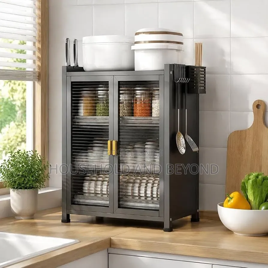 3-Tier Kitchen Dish Rack Cabinet – Dust-Proof Storage Organizer