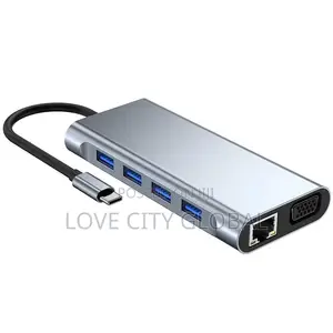 Type-C to HDTV 11-in-1 USB-C Hub Adapter Docking Station 4K HDTV, VGA.