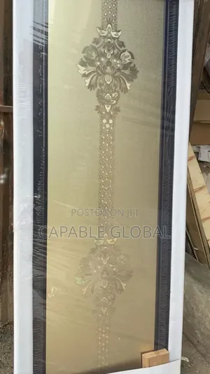 Elegant Floral Gold Aluminium Door