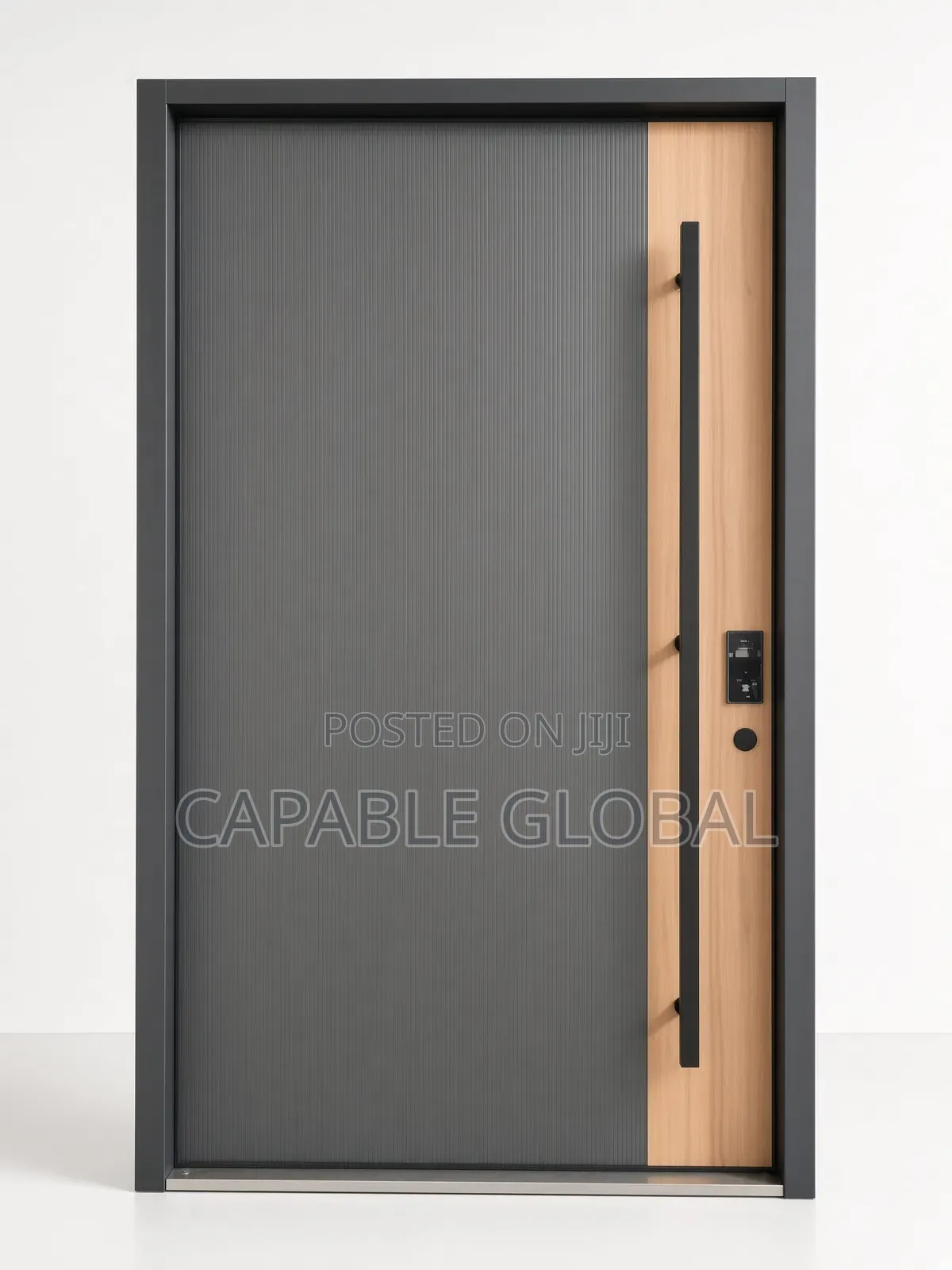Modern Grey Door With Wooden Accent