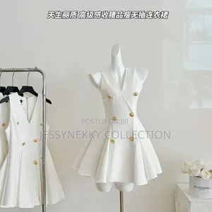 Classic Luxurious Ladies White Party Gown