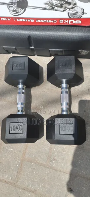 Solid Fitness 10kg Hexagon Dumbbells
