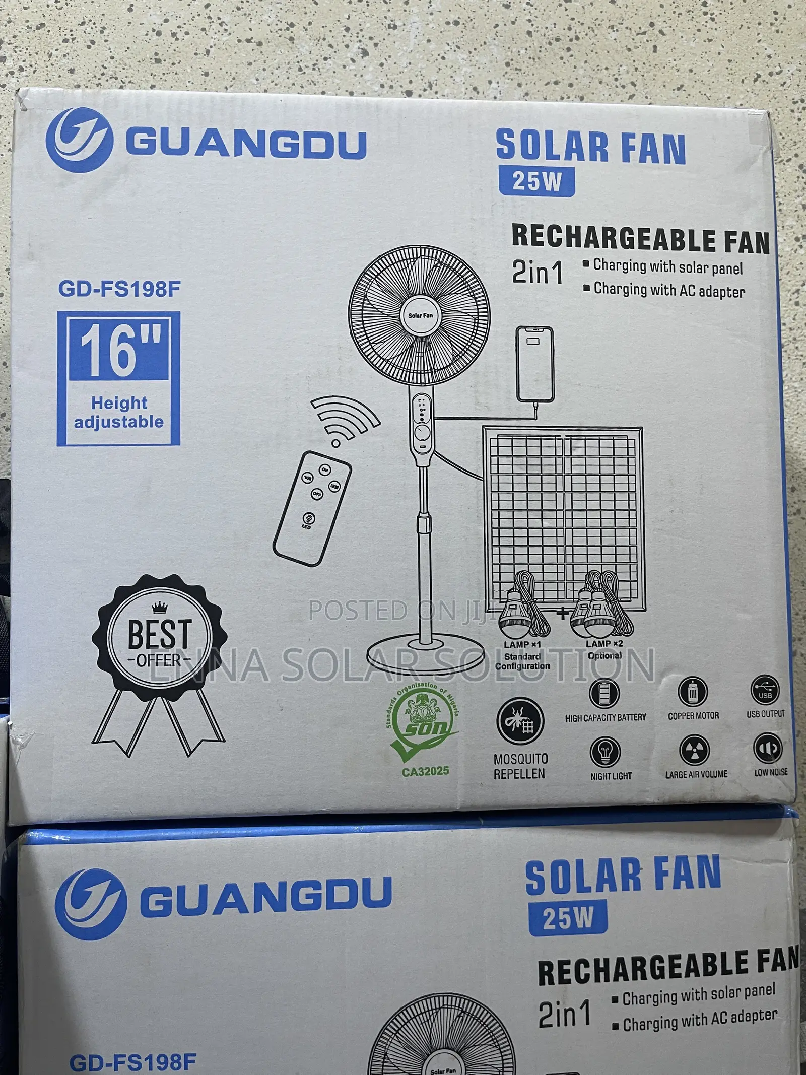 16 Inch Solar Reachable Fan