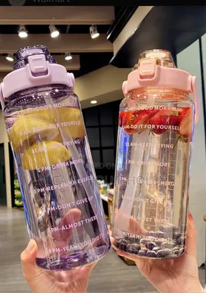 Motivational Time Markings Sports Water Bottle With Straw