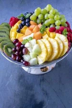 Fresh Mixed Fruits: Watermelon, Mango & Grapes