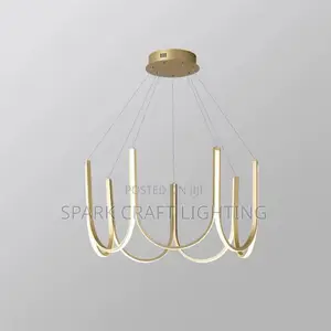 Luxury Modern LED Loop Chandelier – Black & Gold