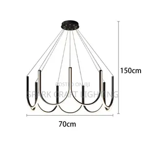 Luxury Modern LED Loop Chandelier – Black & Gold