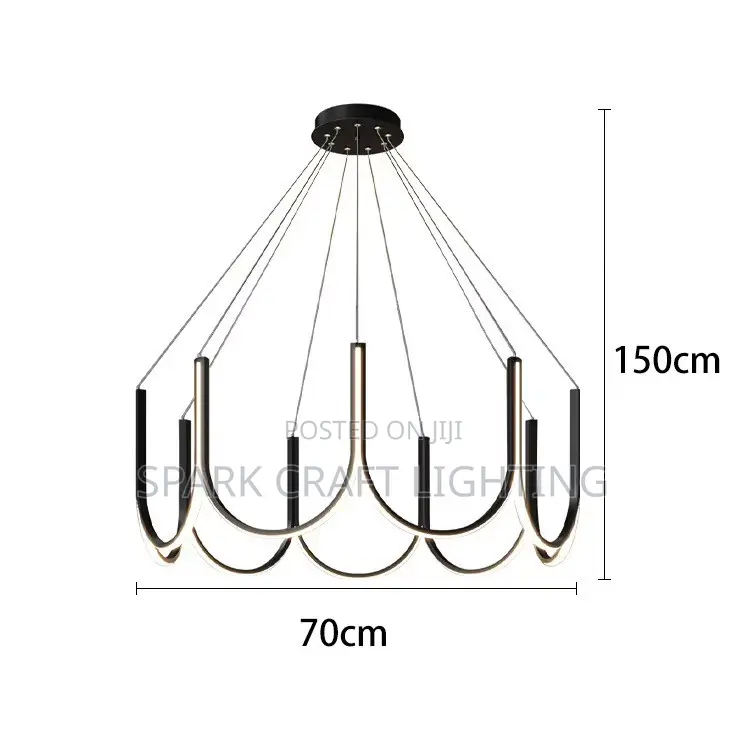 Luxury Modern LED Loop Chandelier – Black & Gold