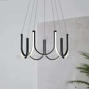 Luxury Modern LED Loop Chandelier – Black & Gold