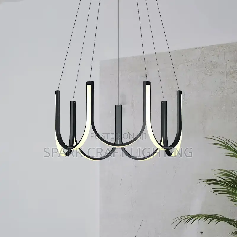 Luxury Modern LED Loop Chandelier – Black & Gold