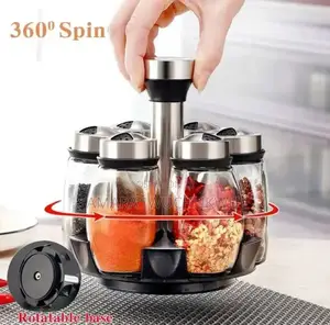 Rotating Spice Rack Set With 6 Jars