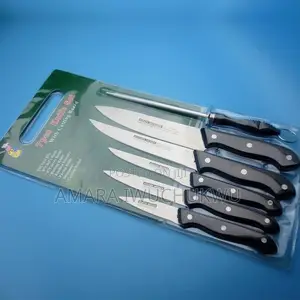 6pcs Knife Set With Green Chopping Board