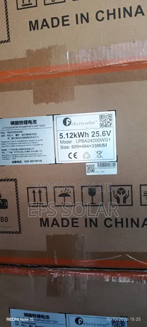 Felicity Solar 5.12kWh 25.6V Lithium Iron Phosphate (LiFePO4