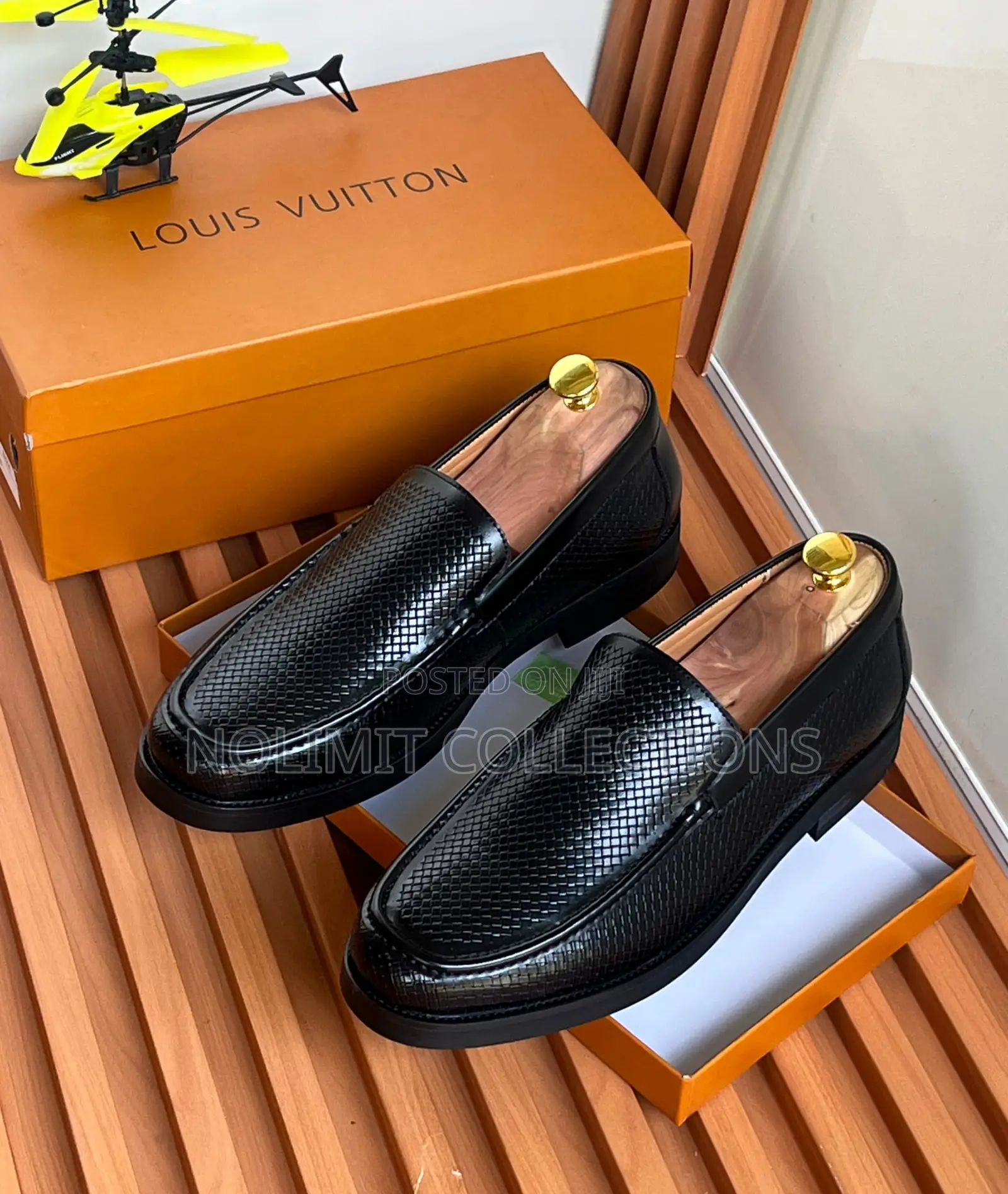 Men's Louis Vuitton Woven Patterned Leather Loafers With Textured Vamp