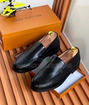 Men's Louis Vuitton Woven Patterned Leather Loafers With Textured Vamp