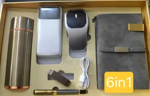6in1 Executive Gift Set - Flask, Power Bank, Diary, Mouse,pen, Flash
