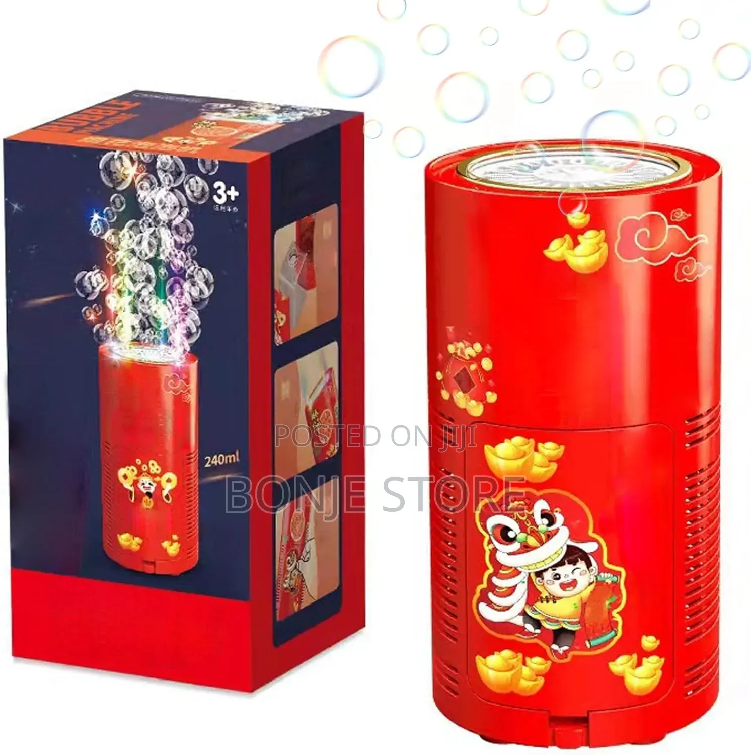 Firework Bubble Machine With 80ml Bubble Solution 13 Holes With Light