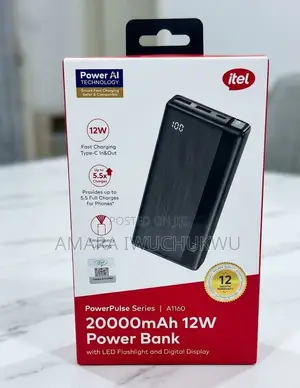 Itel 20,000mAh 12W A1160 Power Bank With Flashlight & Display