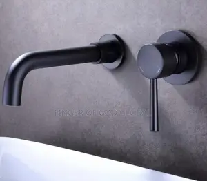 Matte Black Wall-Mounted Bathroom Basin Faucet