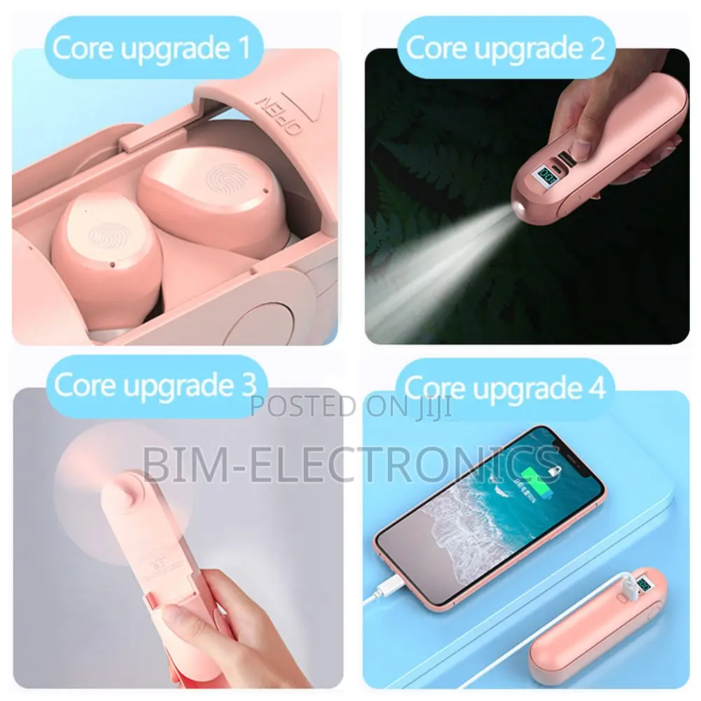 Bluetooth Wireless Headphone Earbud With Handheld Fan and Torch Light