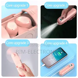 Bluetooth Wireless Headphone Earbud With Handheld Fan and Torch Light