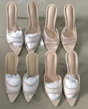 Ladies Nude Pointed-Toe Heels – Elegant Slip-on Mules