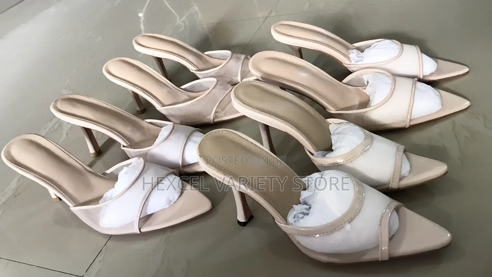 Ladies Nude Pointed-Toe Heels – Elegant Slip-on Mules