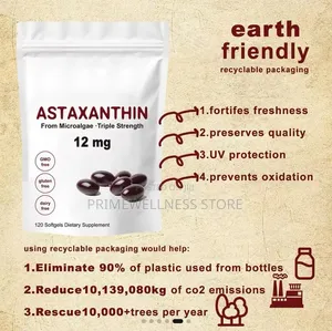Astaxanthin From Microalgae Triple Strength 12mg, 120 Soft Gel