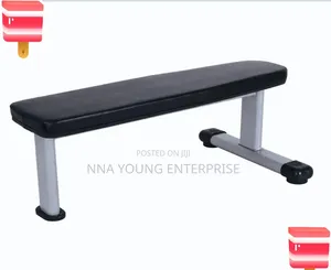 Heavy-Duty Flat Exercise and Weight Bench With a Black Padded Top And
