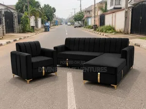 Quality Black L Shape Sofa
