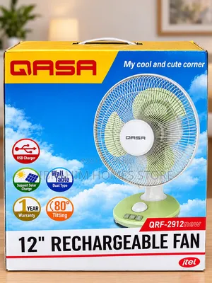 Qasa 12 Inches Rechargeable Fan