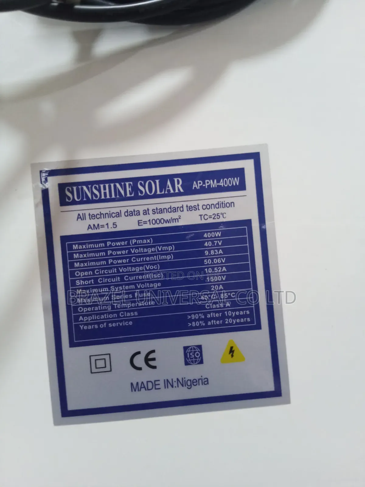Sunshine Solar 400w Monocrystalline