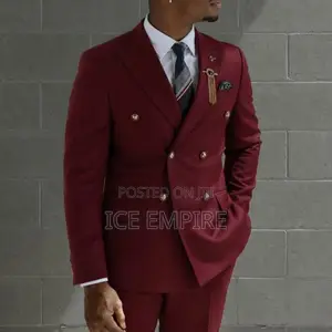 Wine Red Double-Breasted Suit