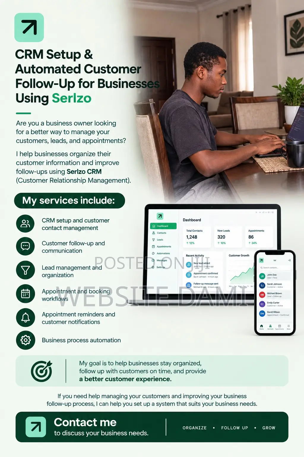 CRM Setup & Automated Customer Follow-Up for Businesses Using Serlzo