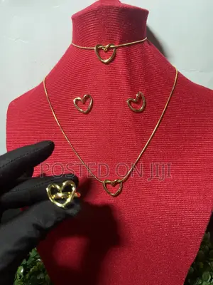 3-in-1 Gold Love Set (Earring, Neck Chain, Bracelet, and Ring )