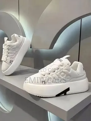 Chunky Sole White Sneakers, Casual Lace-Up for Everyday Style