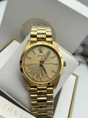 Versace Round-Dial Chain Watch | Bold Luxury & Elegance