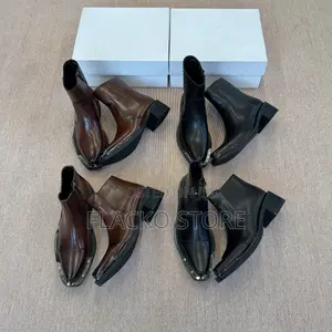 High Quality Heeled Metal Corner-Trim Side Zip Leather Boots