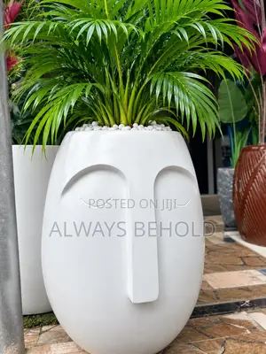 White Elegance Face Vase With Areca Palm