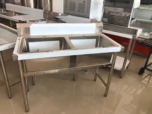 Commercial Stainless Steel Double Bowl Kitchen Sink With Stand