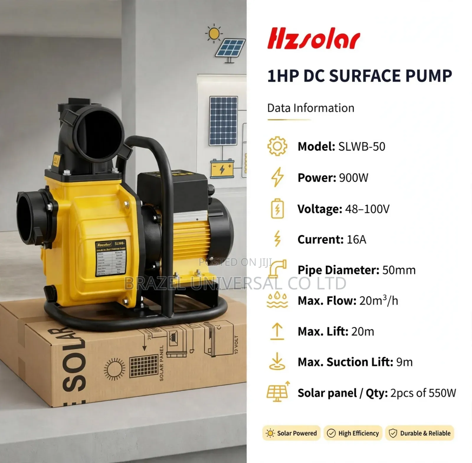 Hz Solar 900w Solar DC Self Priming Pump(irrigation Pump)