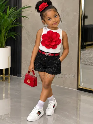 Quality Girls Rihnostone Short and Camisole Top With 5d Rose