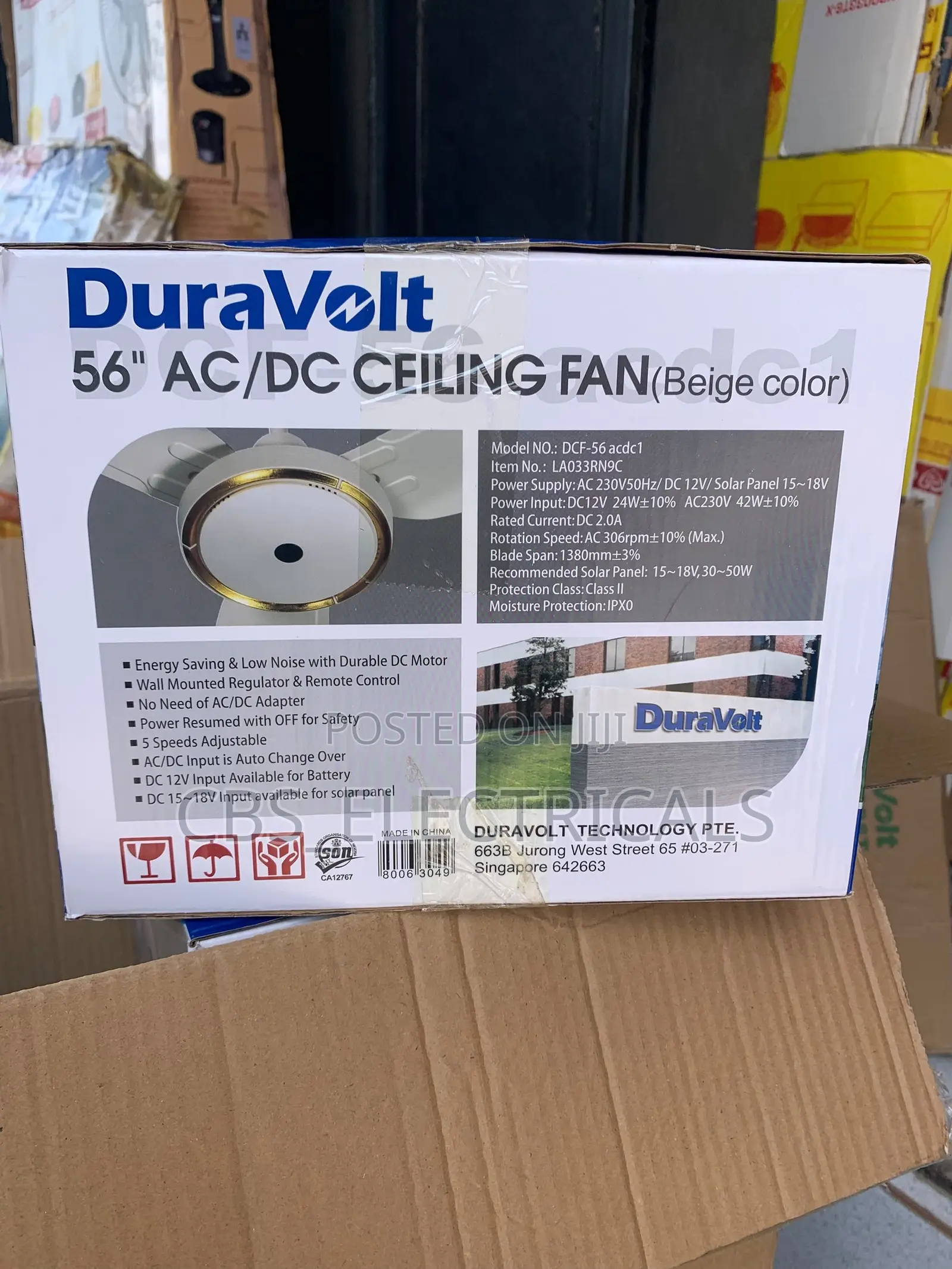 DuraVolt 56" AC/DC Ceiling Fan (DCF-56 Acdc1)