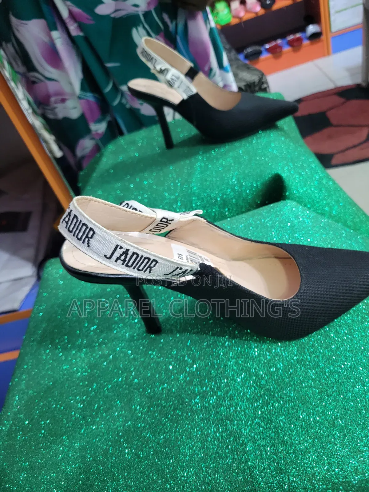 Black Jadore Slingback Covered Sandals