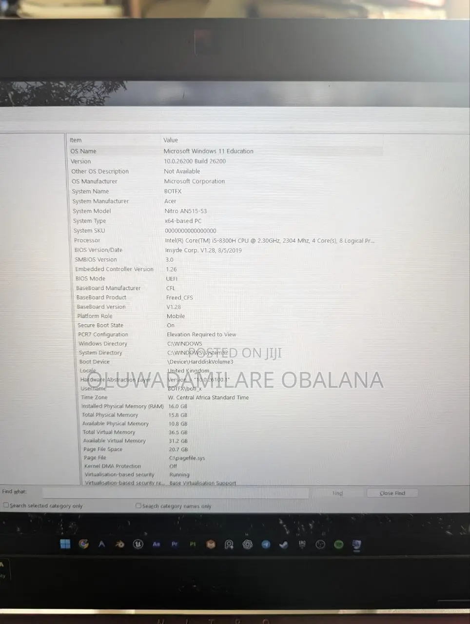 Laptop Acer Nitro 5 16GB Intel Core i5 SSD 256GB