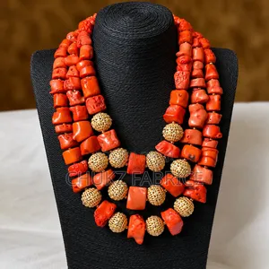 Luxury Coral Beads With Gold Accents