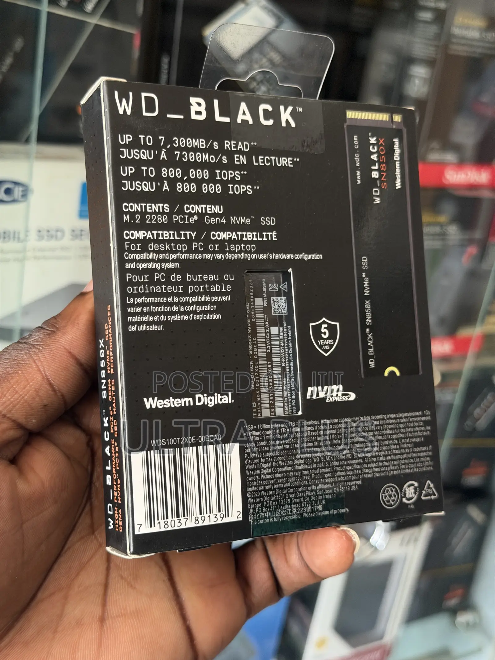 Wd_black Sn850x Nvme SSD 1tb 7300mb/S