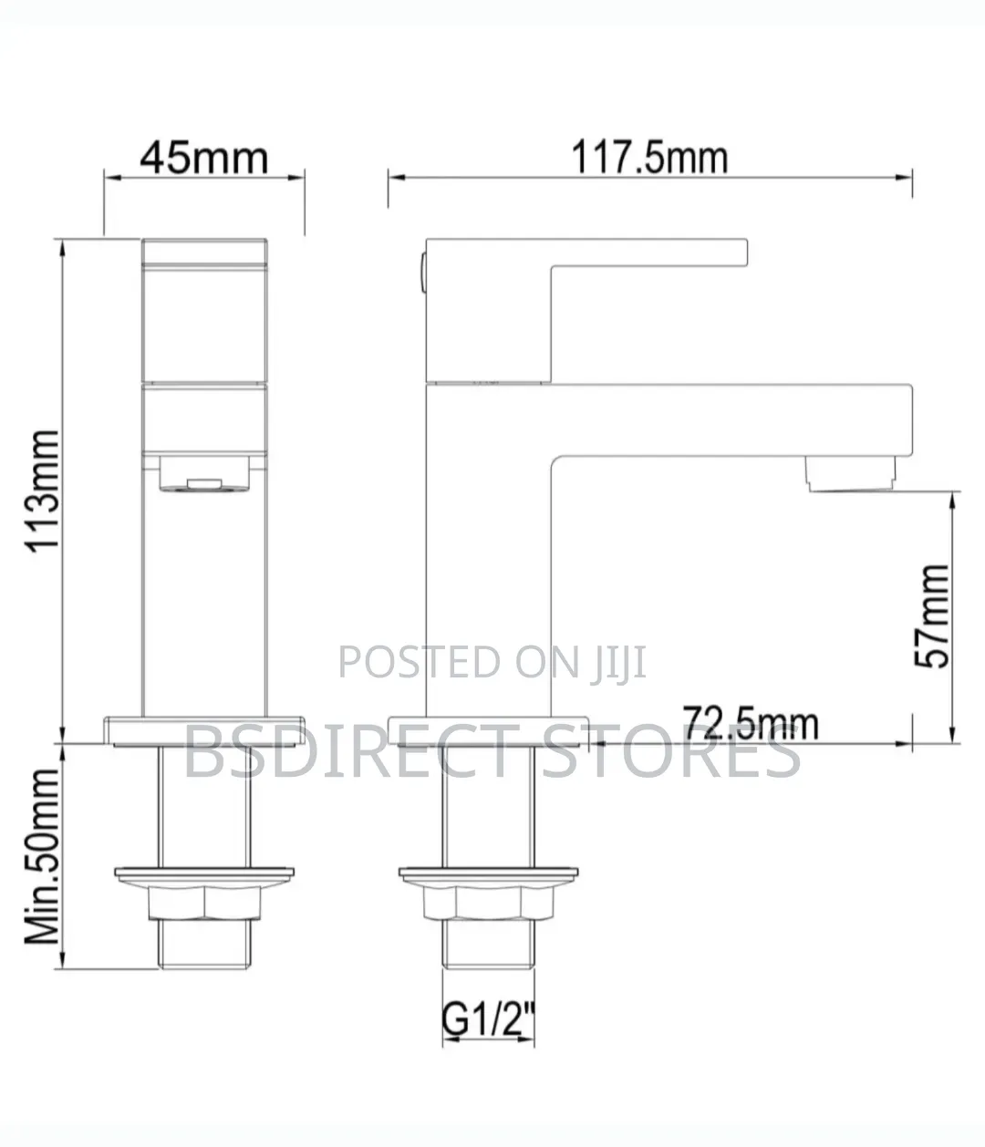 Wickes Kubic Chrome Ultra Modern Rectangular Basin Taps